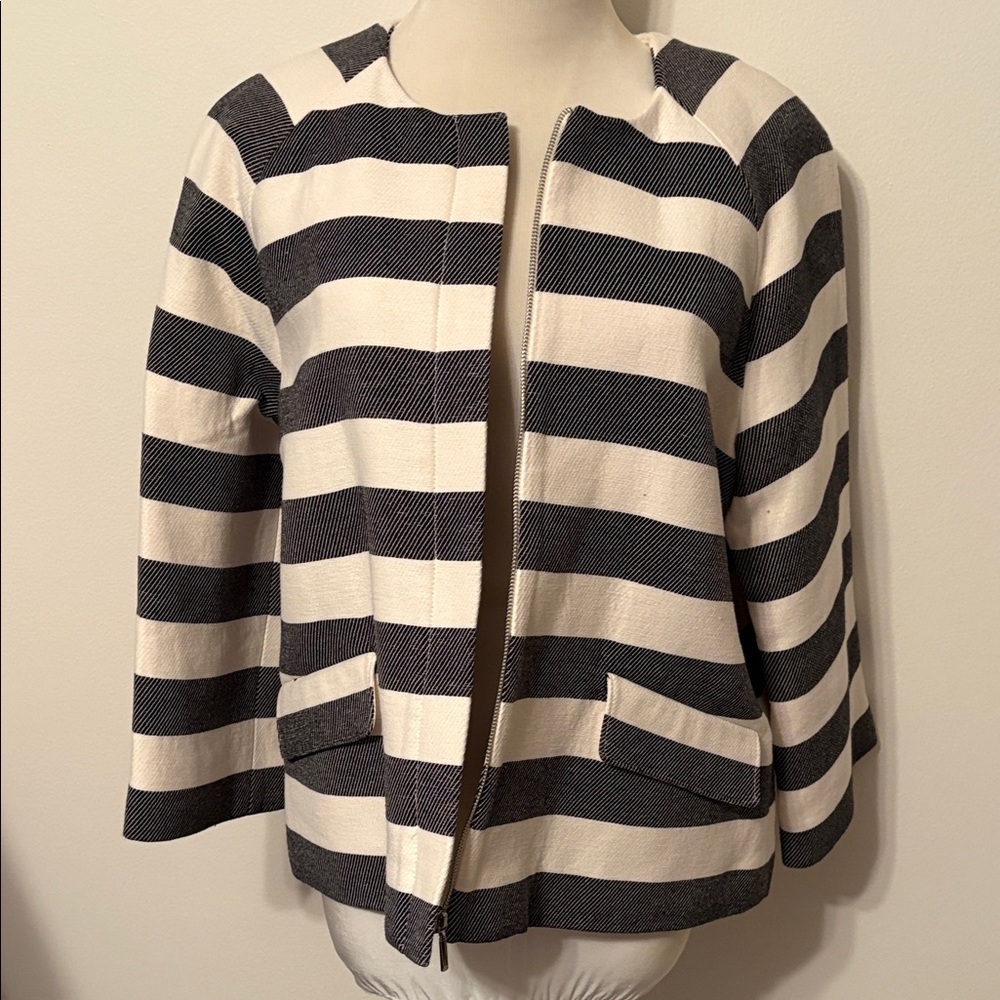 Striped zip up lined jacket NWT